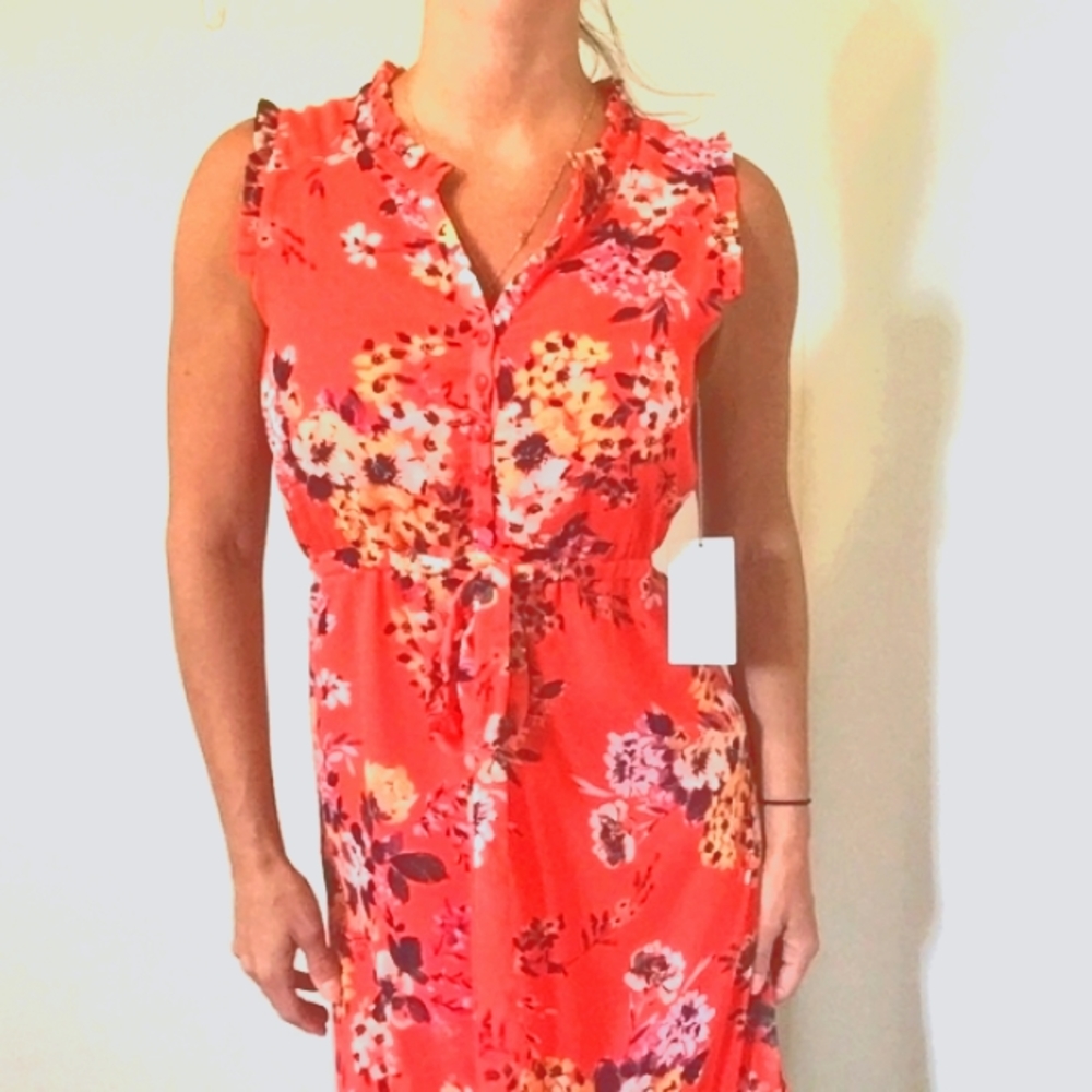 Red floral dress, XS, NWT - Picture 7 of 7